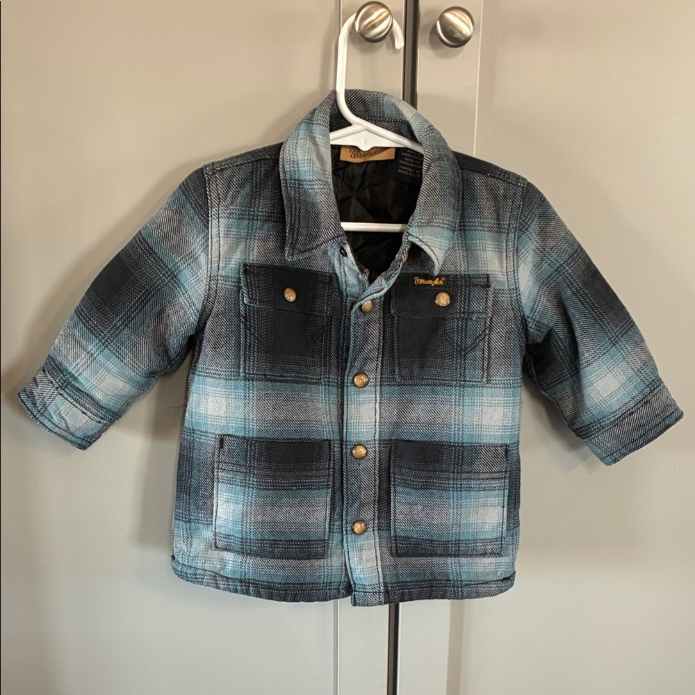 Wrangler Kids Blue Checkered Jean Jacket